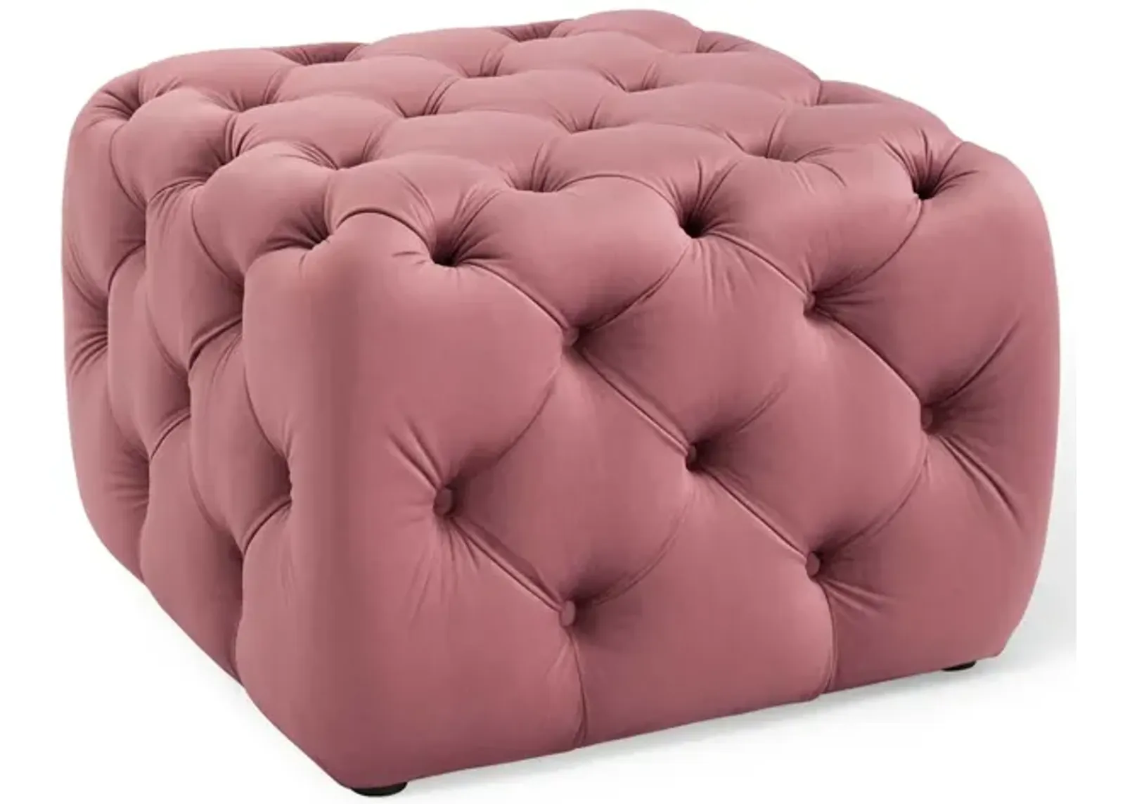 Amour Tufted Button Square Performance Velvet Ottoman