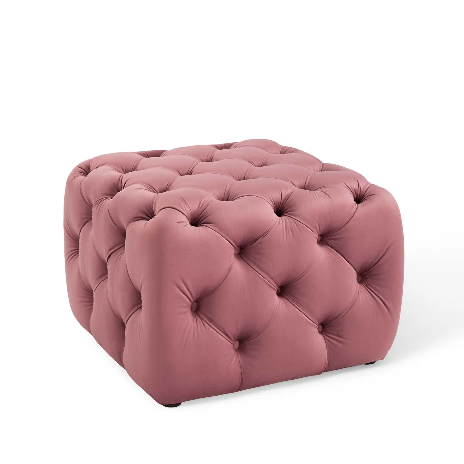 Amour Tufted Button Square Performance Velvet Ottoman