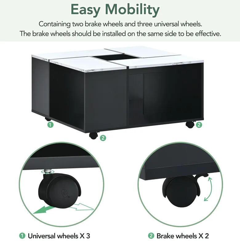 Merax Modern 2-layer Coffee Table with Casters