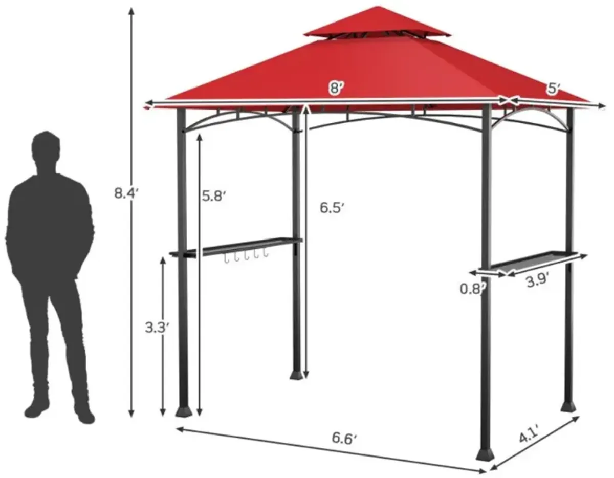 Hivvago 8 x 5 Feet Outdoor Barbecue Grill Gazebo Canopy Tent BBQ Shelter