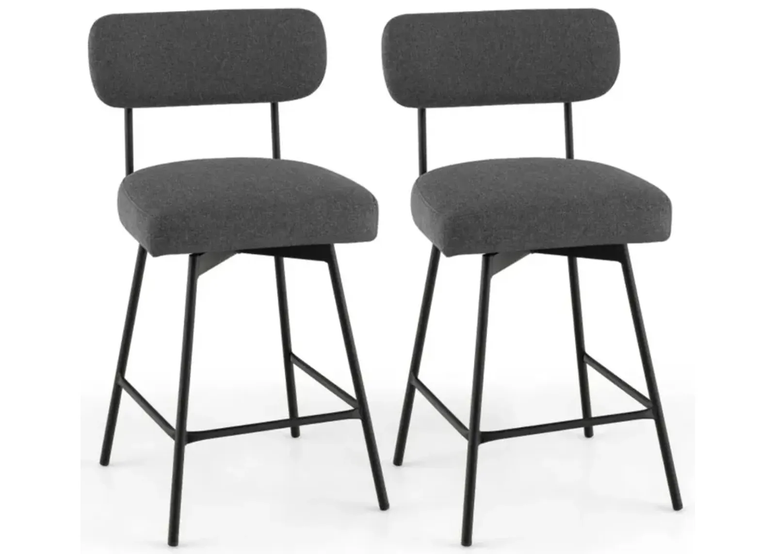 Hivvago 25 Inch 2-Piece Modern Upholstered Bar Stools with Back and Footrests