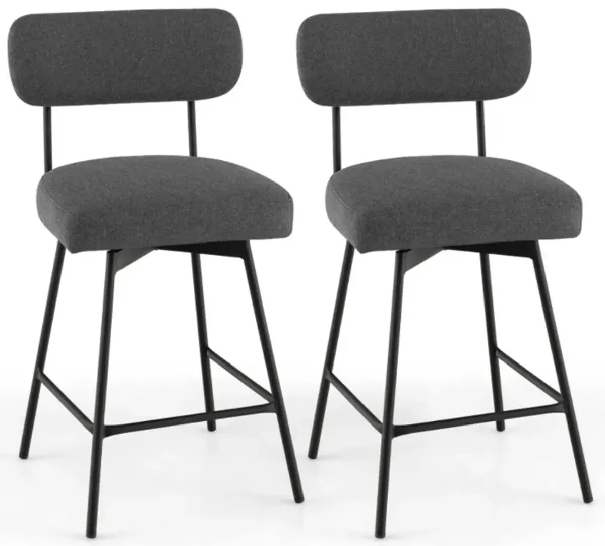 Hivvago 25 Inch 2-Piece Modern Upholstered Bar Stools with Back and Footrests