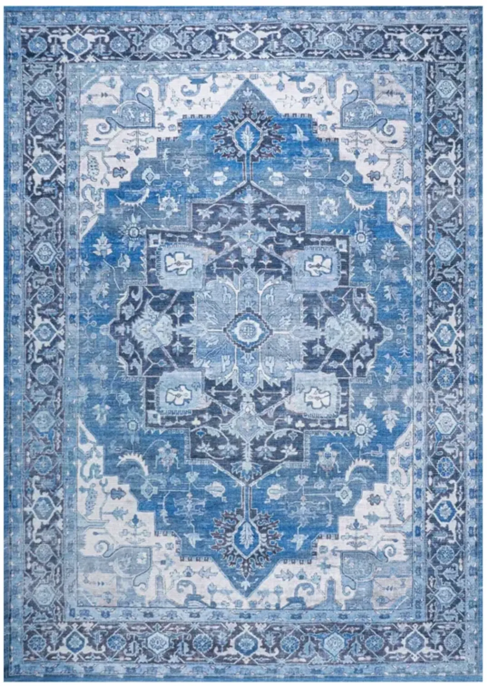 Maris Ornate Medallion Machine-Washable Area Rug