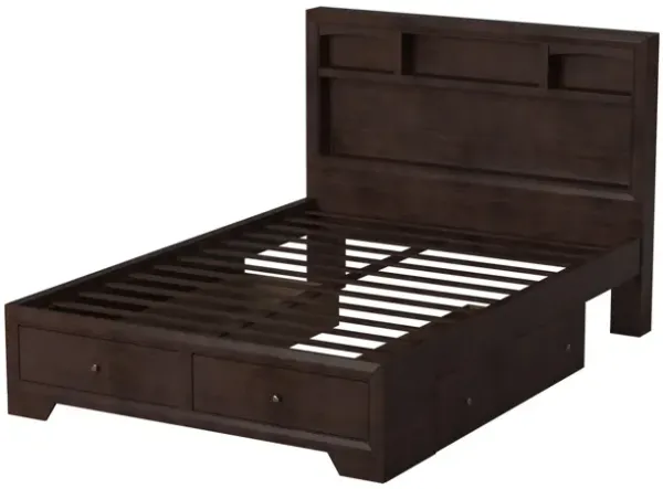 Madison II Queen Bed With Storage, Brown-Benzara