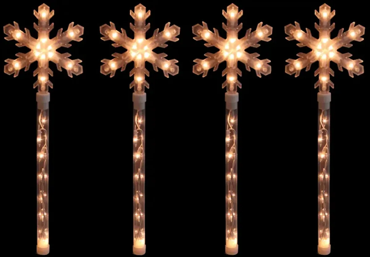 4ct Snowflakes Christmas Pathway Marker with Lawn Stakes - Clear Lights