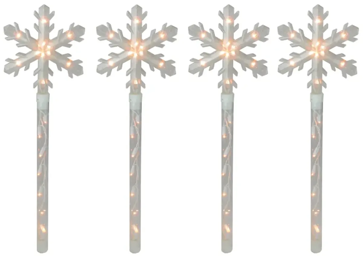 4ct Snowflakes Christmas Pathway Marker with Lawn Stakes - Clear Lights