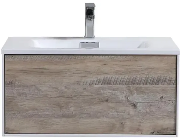Kubebath Divario 30 Nature Wood Wall Mount Modern Bathroom Vanity