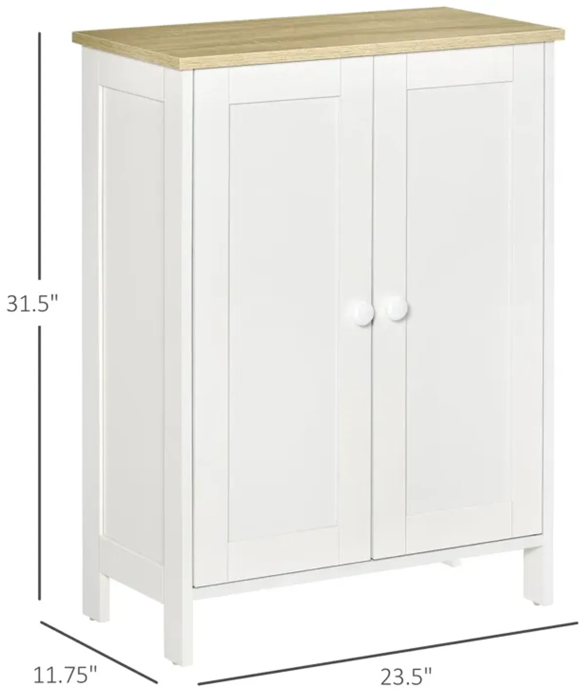 White Room Organizer: 3-Tier Storage Cabinet with Doors & Shelves