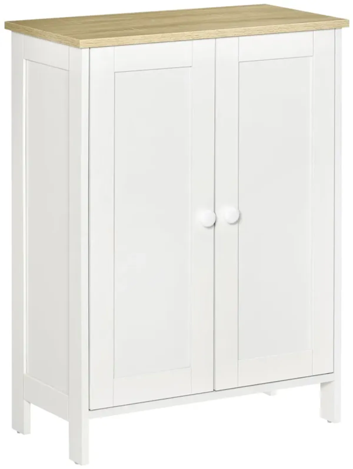 White Room Organizer: 3-Tier Storage Cabinet with Doors & Shelves