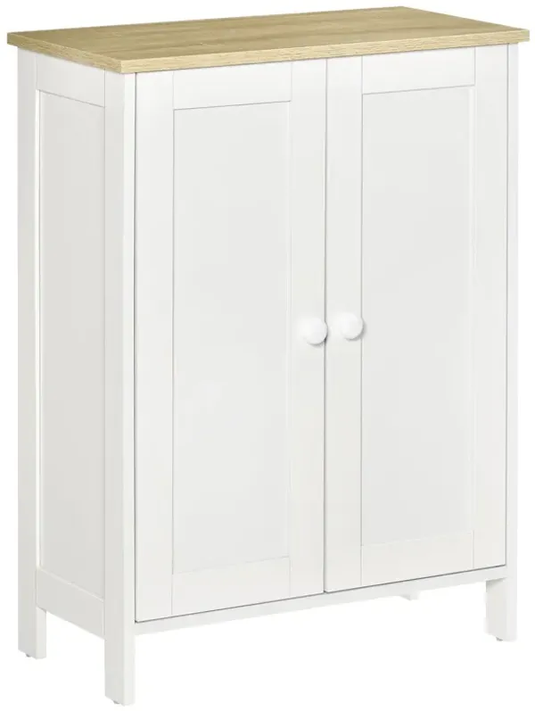 White Room Organizer: 3-Tier Storage Cabinet with Doors & Shelves
