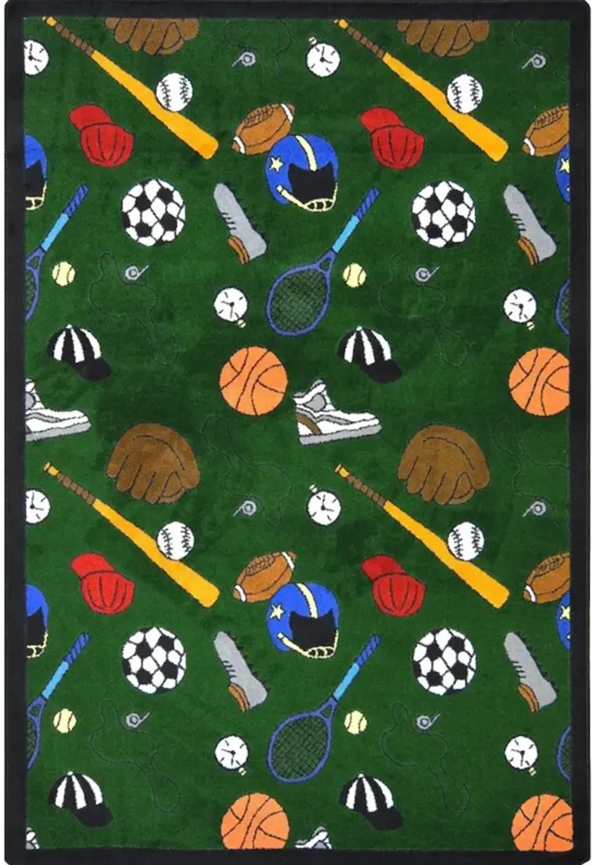 Joy Carpets Games People Play Multi-Sport 5'4 x 7'8 Area Rug in Color Green