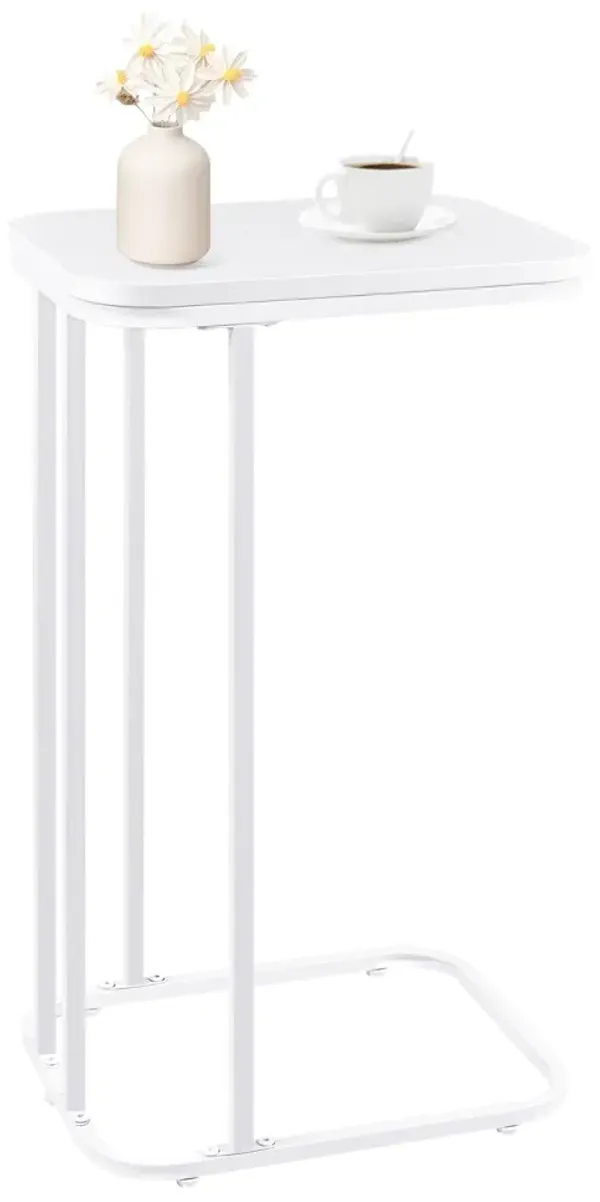 KJGKK C Shaped End Table, 27 Inches High Small Side Table for Sofa and Bed, Couch Table That Slides Under, Tall Tv Tray Table fo