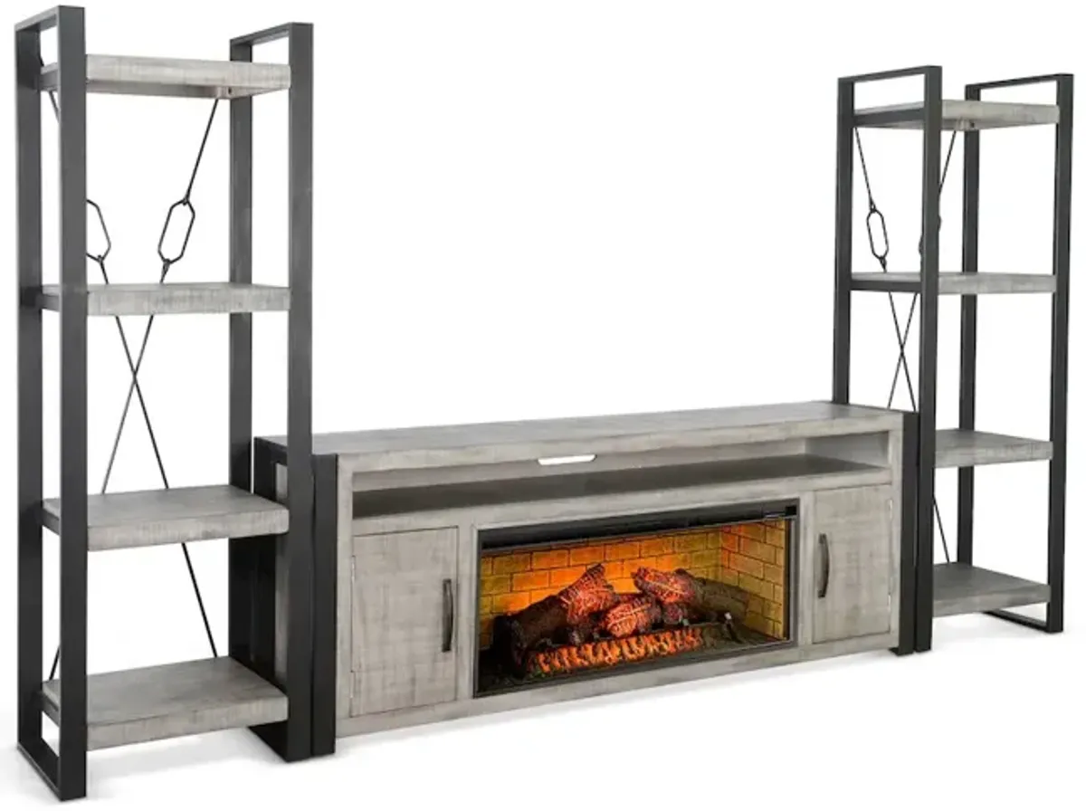 Sunny Designs 126 Media Wall with Electric Fireplace