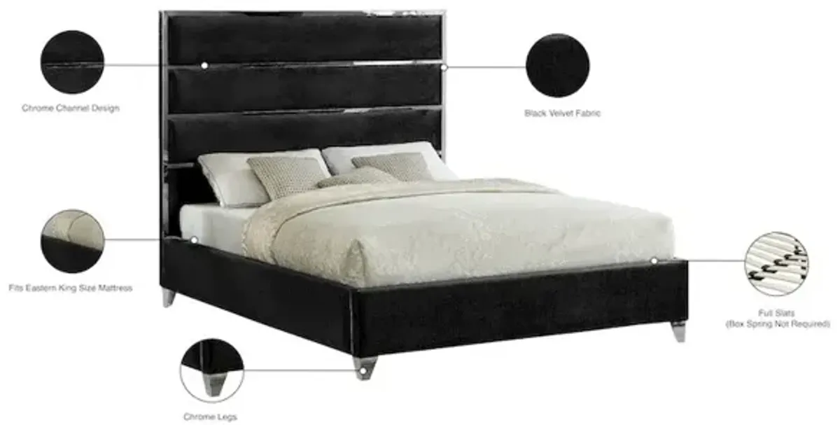 Meridian Furniture Zuma Black Velvet King Bed