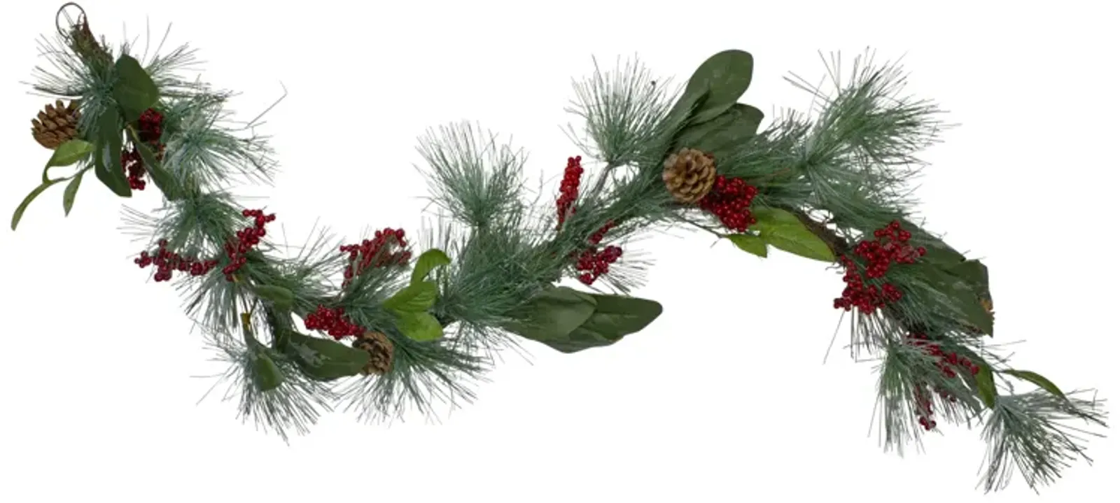 6' Leaves  Berry and Pine Needle Artificial Christmas Garland - Unlit