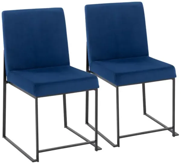 LumiSource Black Steel, Blue Velvet High Back Fuji Dining Chair - Set of 2