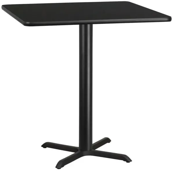 Flash Furniture 42'' Square Black Laminate Table Top with 33'' x 33'' Bar Height Table Base