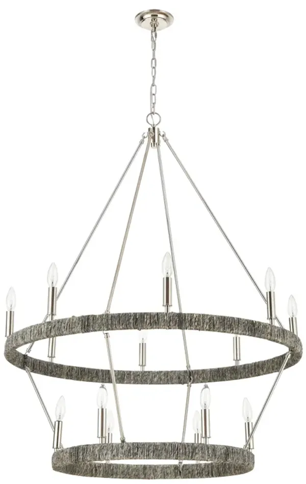 Abaca 36" Wide 14-Light Chandelier in Silver