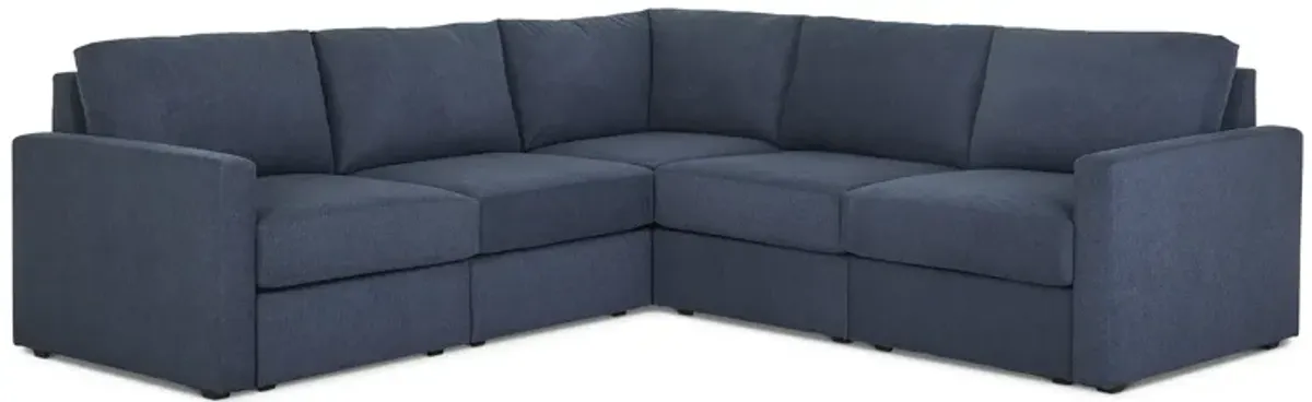 Flex Denim 5-Seat Sectional with Standard Arm