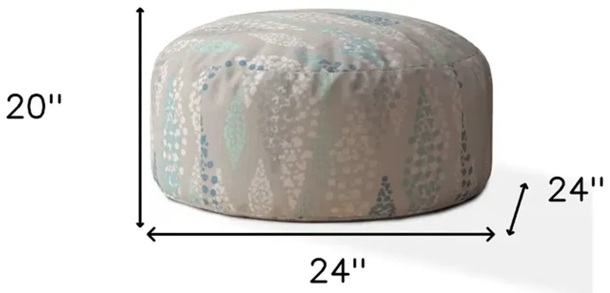 Hivvago 24" Blue And Grey Round Polka Dots Pouf Ottoman