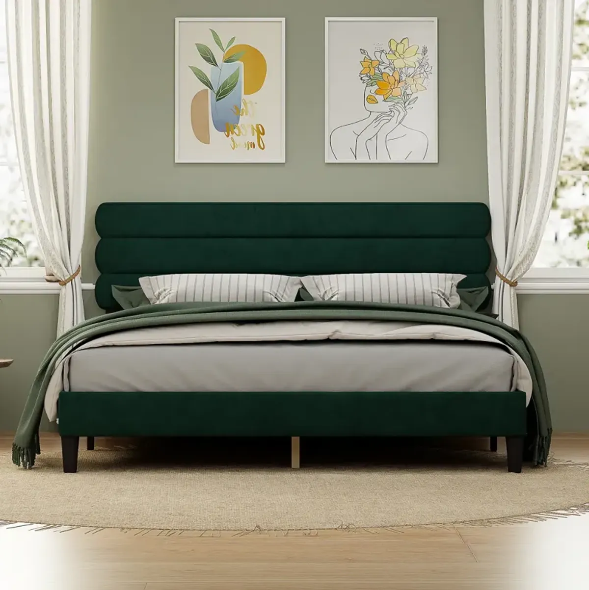 Sturdy King Bed Frame with Headboard