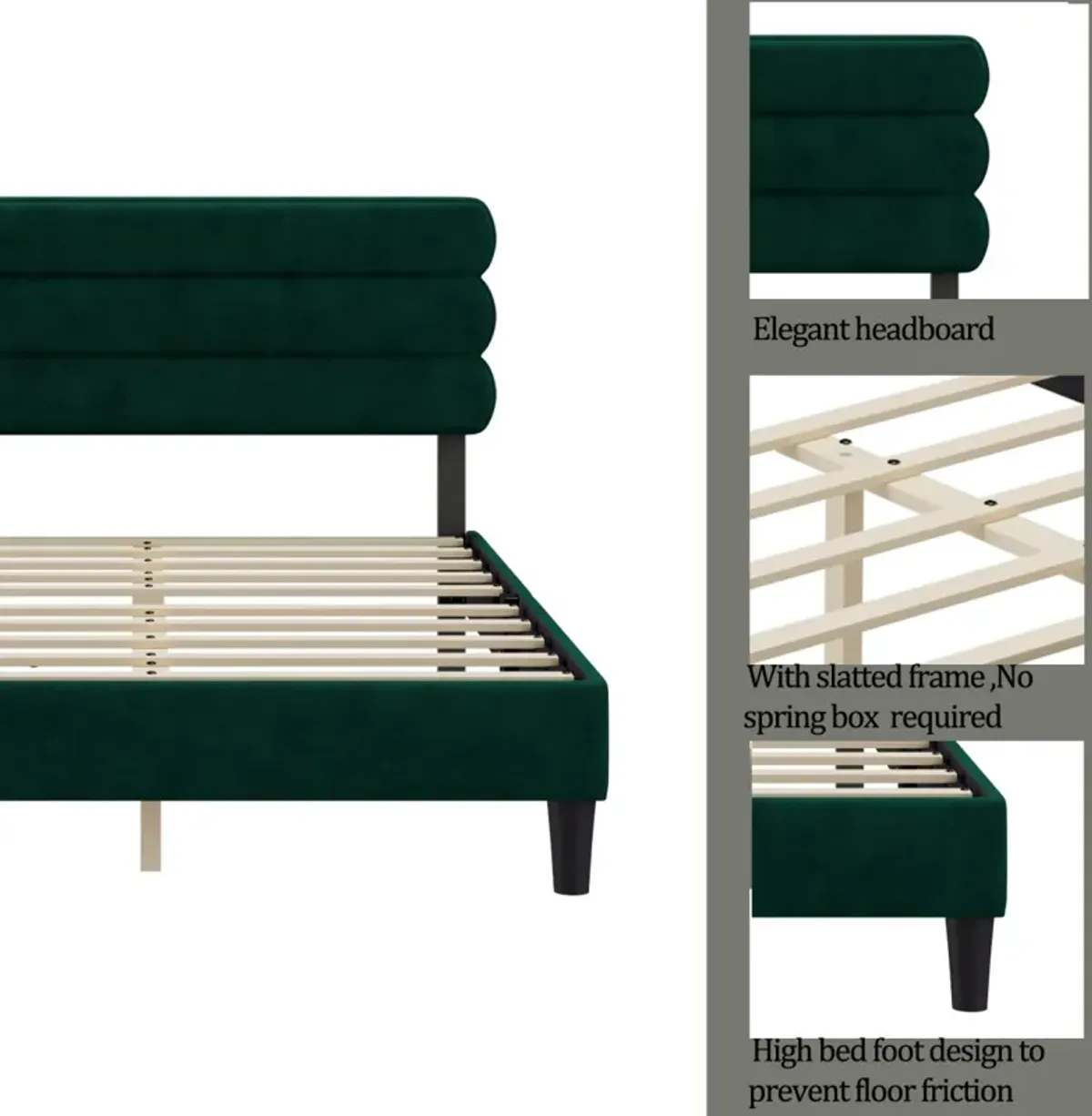 Sturdy King Bed Frame with Headboard