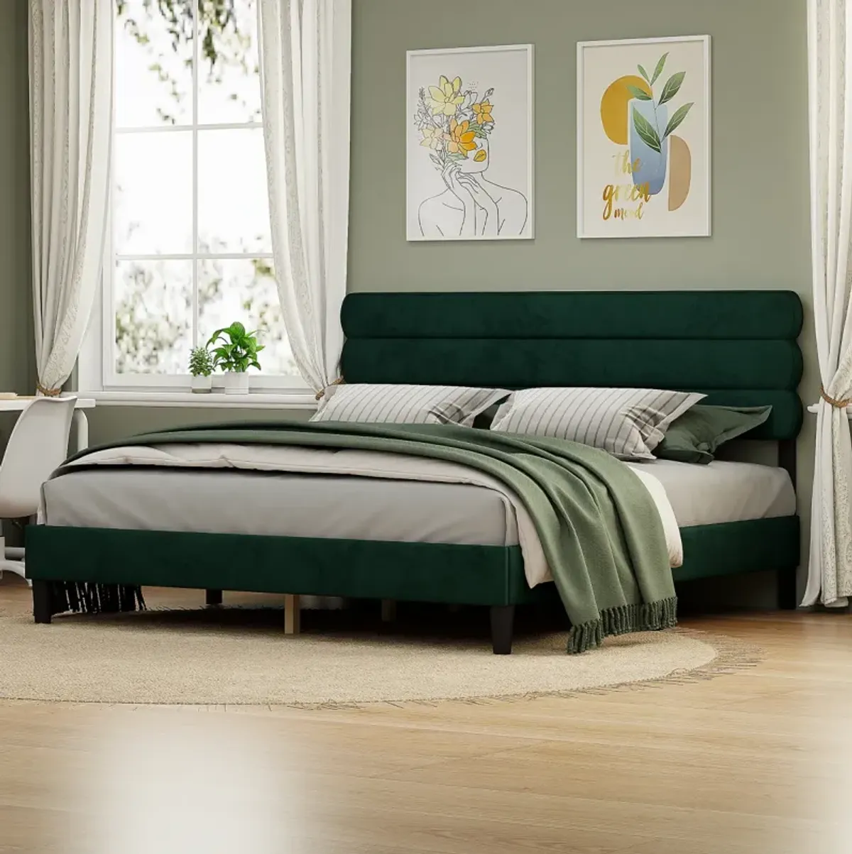 Sturdy King Bed Frame with Headboard