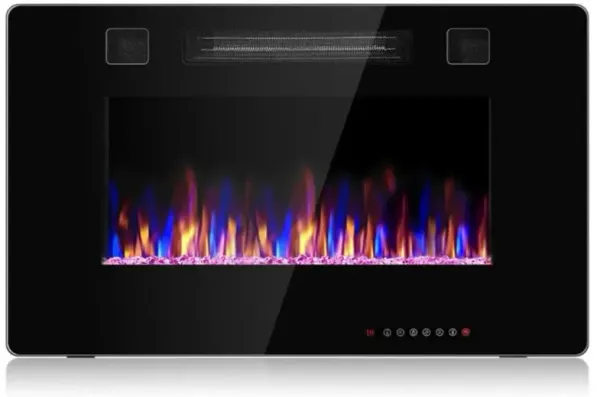 Hivvago 30-Inch Recessed Ultra Thin Electric Fireplace Heater with Glass Appearance