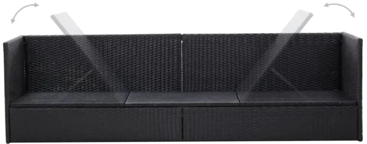 vidaXL Outdoor Sofa with Cushion and Pillow Poly Rattan Black