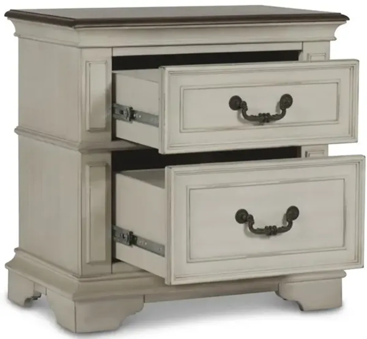 New Classic Furniture Furniture Anastasia Solid Wood Frame Nightstand in Antique White