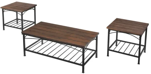 Rustic Brown 3-in-1 Coffee Table Set