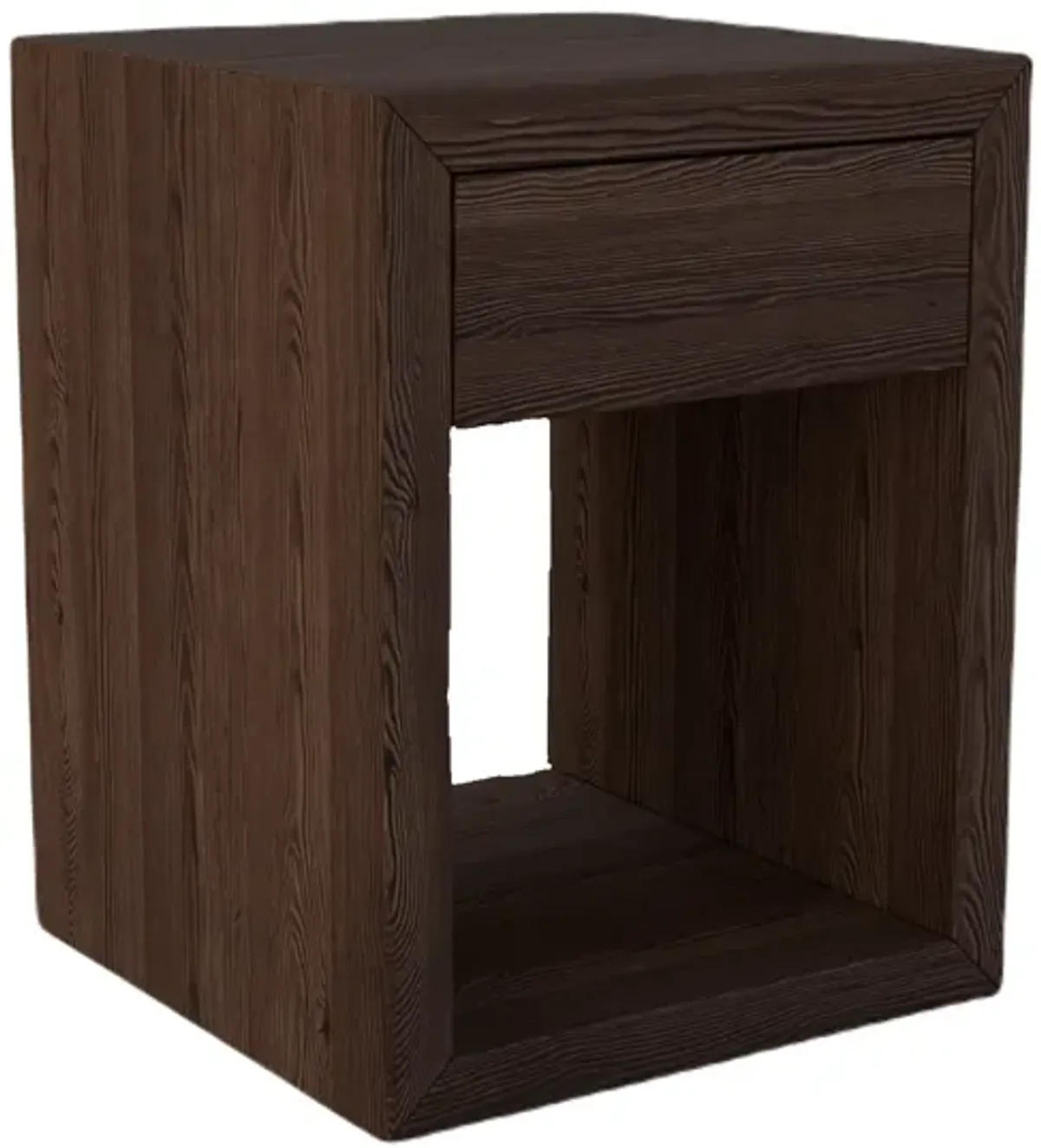 Narrow Mid-Century Modern Solid Hardwood Walnut Finish Floating Nightstand with Drawer - Bedside Table for Bedroom