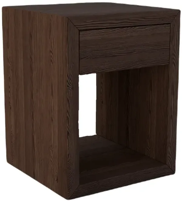 Narrow Mid-Century Modern Solid Hardwood Walnut Finish Floating Nightstand with Drawer - Bedside Table for Bedroom