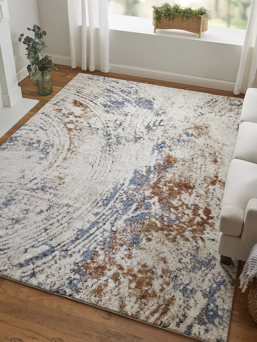 Gilmore 39MMF 2' x 3' Ivory/Blue/Orange Rug