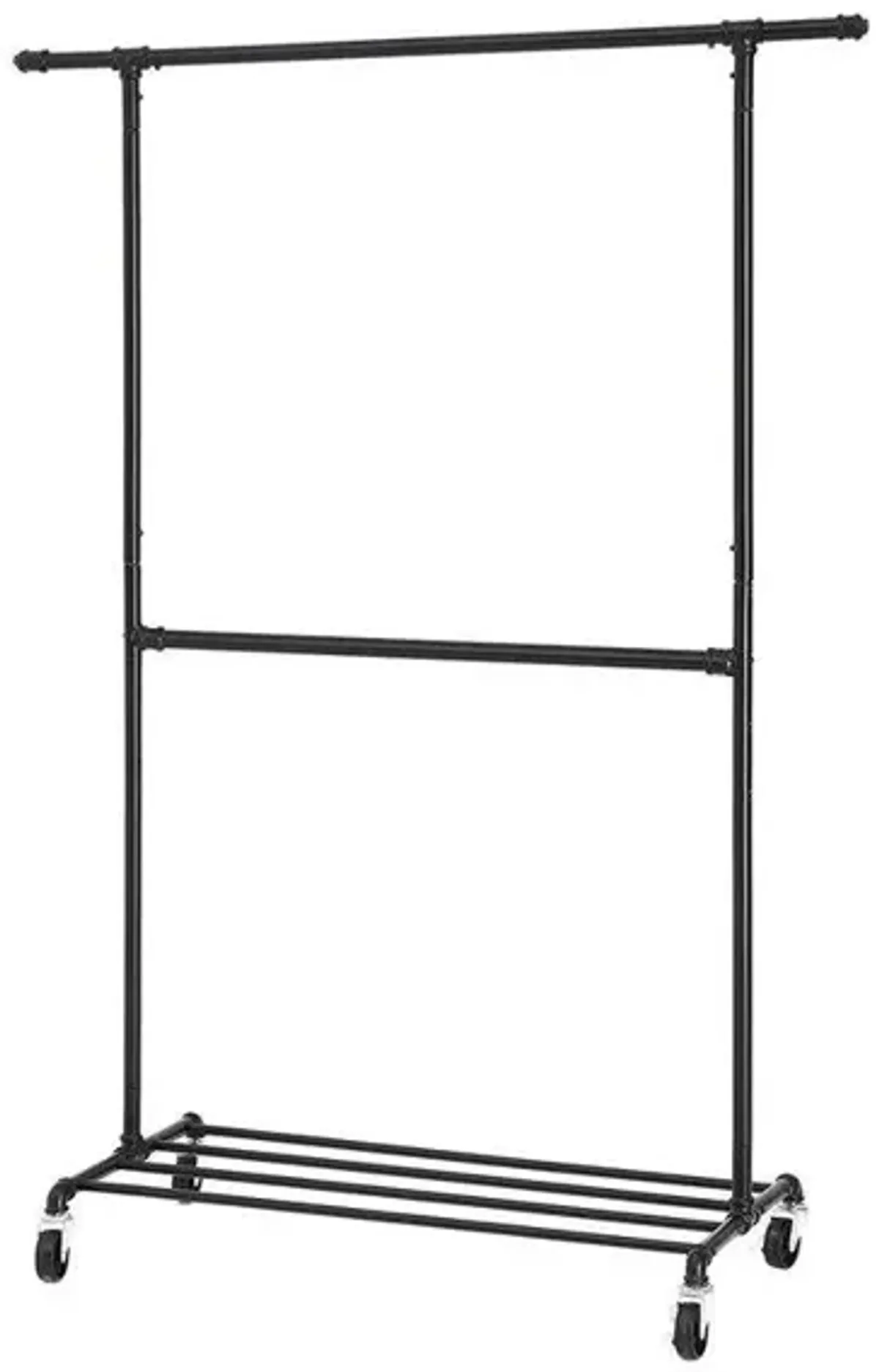 Hivvago Modern Industrial Style Black Powder Coated Garment Rack with Bottom Hanging Rod