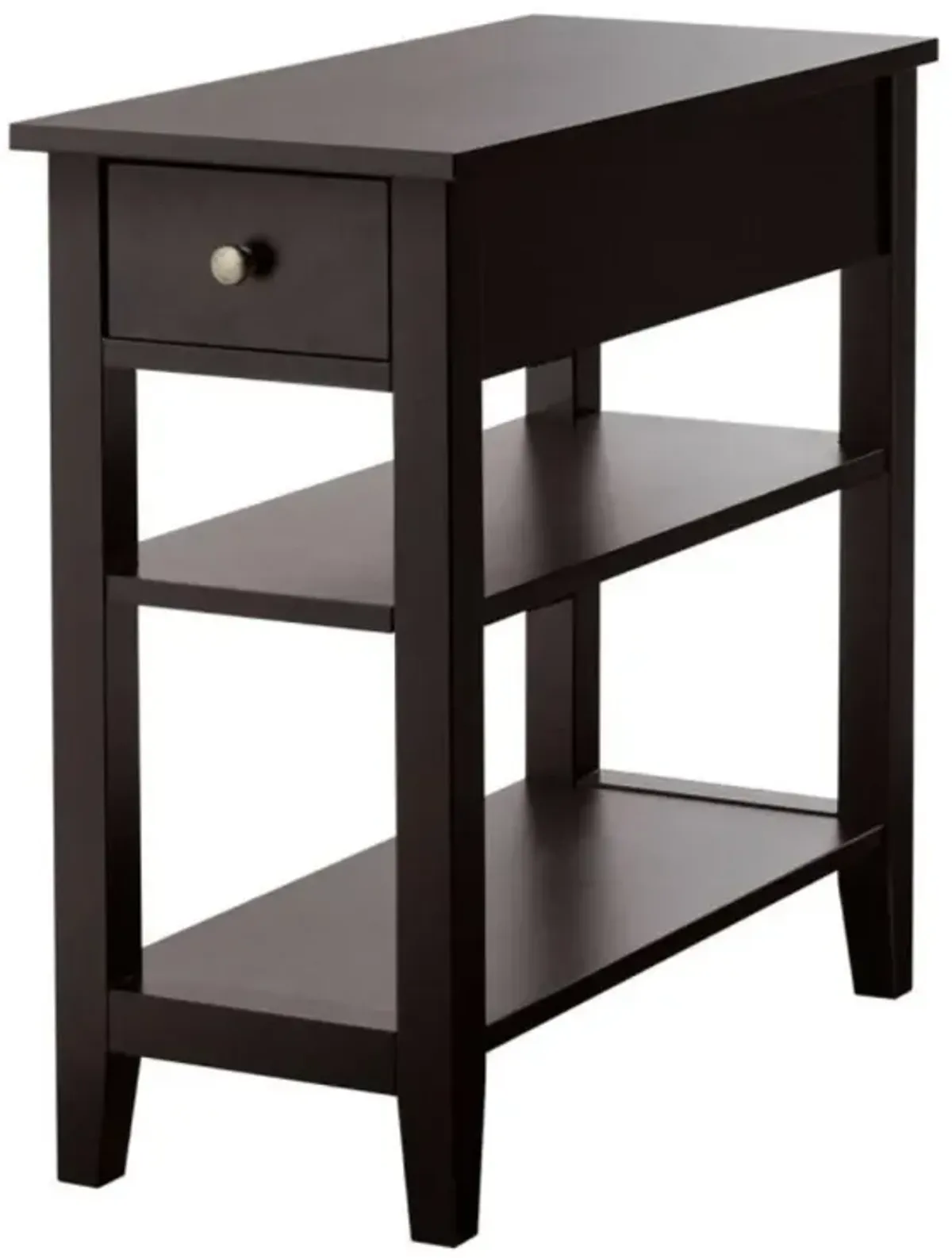 Hivvago 3-Tier Nightstand Bedside Table Sofa Side with Double Shelves Drawer