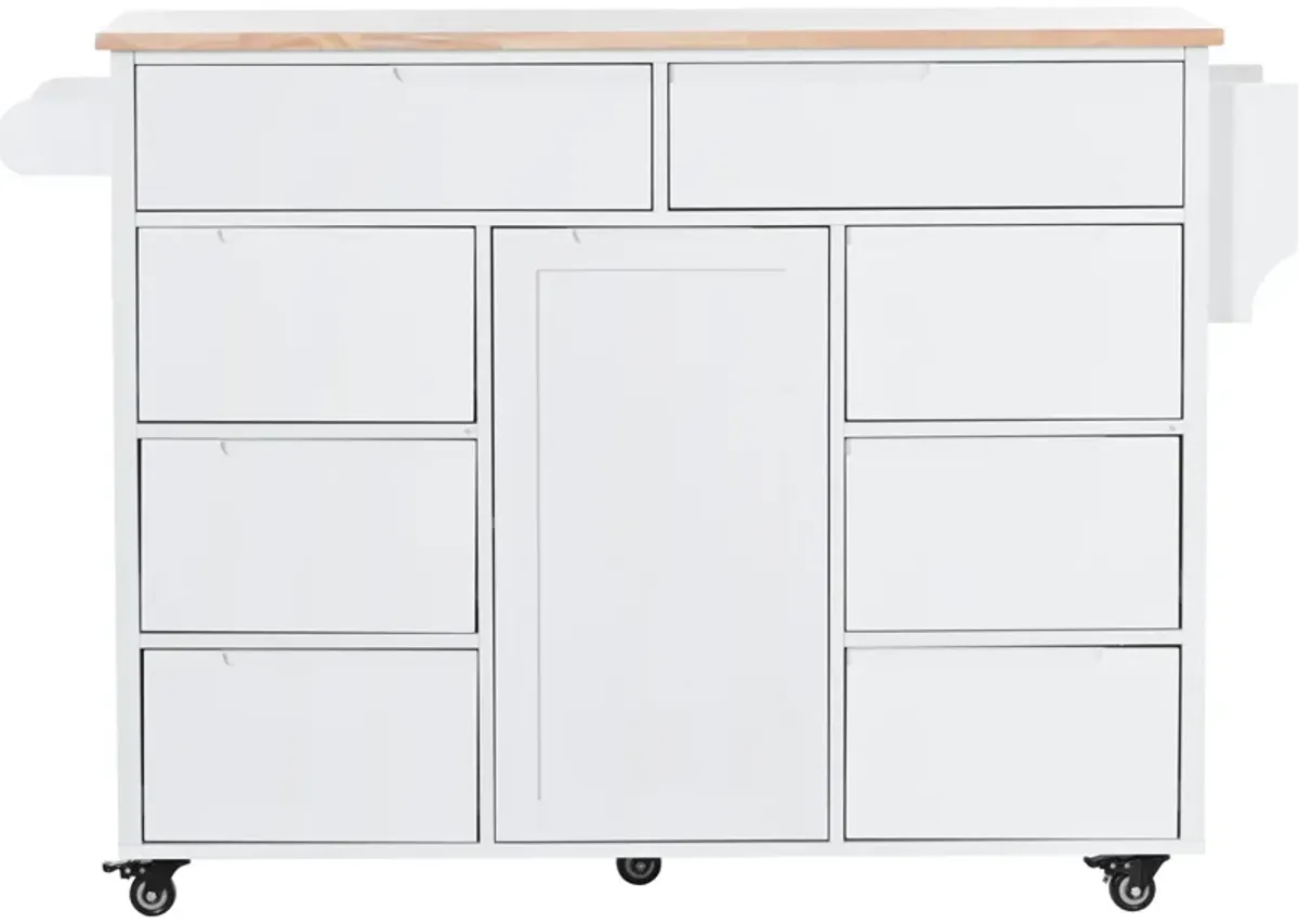 Merax Kitchen Cart with Rubber Wood Countertop