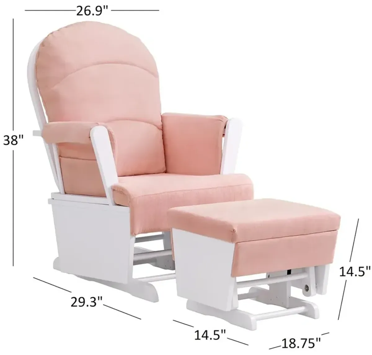 Oxford Baby Soho Baby Essential Wooden Glider White Finish/ Pink Fabric