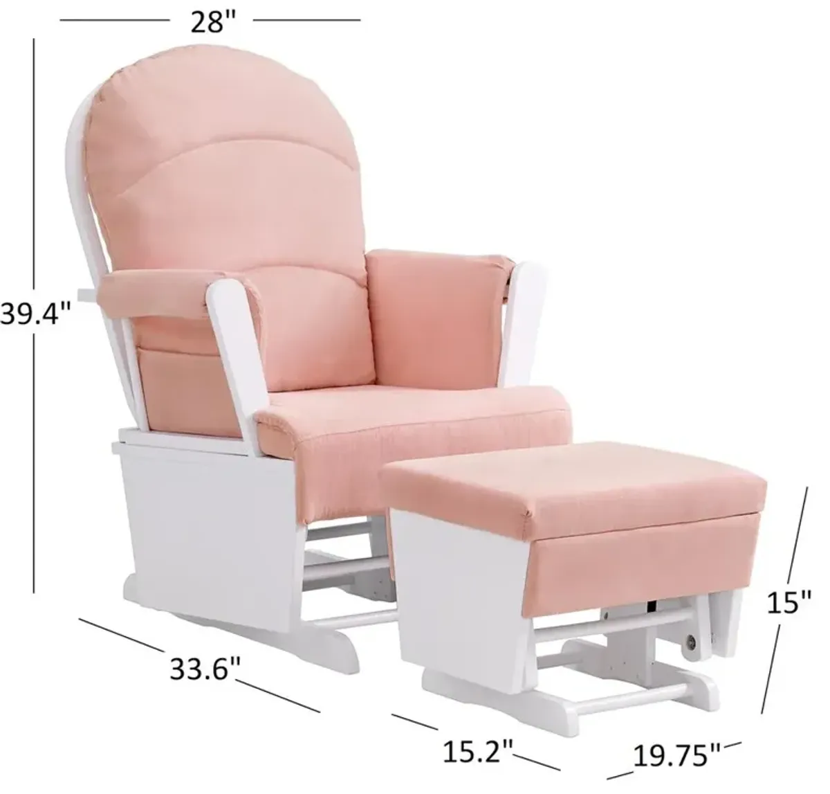 Oxford Baby Soho Baby Essential Wooden Glider White Finish/ Pink Fabric