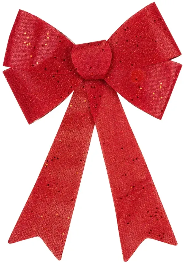 16" LED Lighted Red Burlap Bow Christmas Decoration with Color Changing Lights