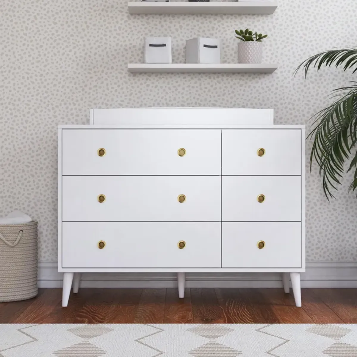 Novogratz Harper 6-Drawer Dresser with Round Gold Handles