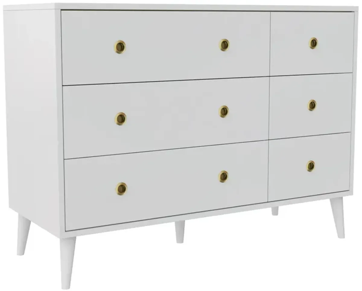 Novogratz Harper 6-Drawer Dresser with Round Gold Handles