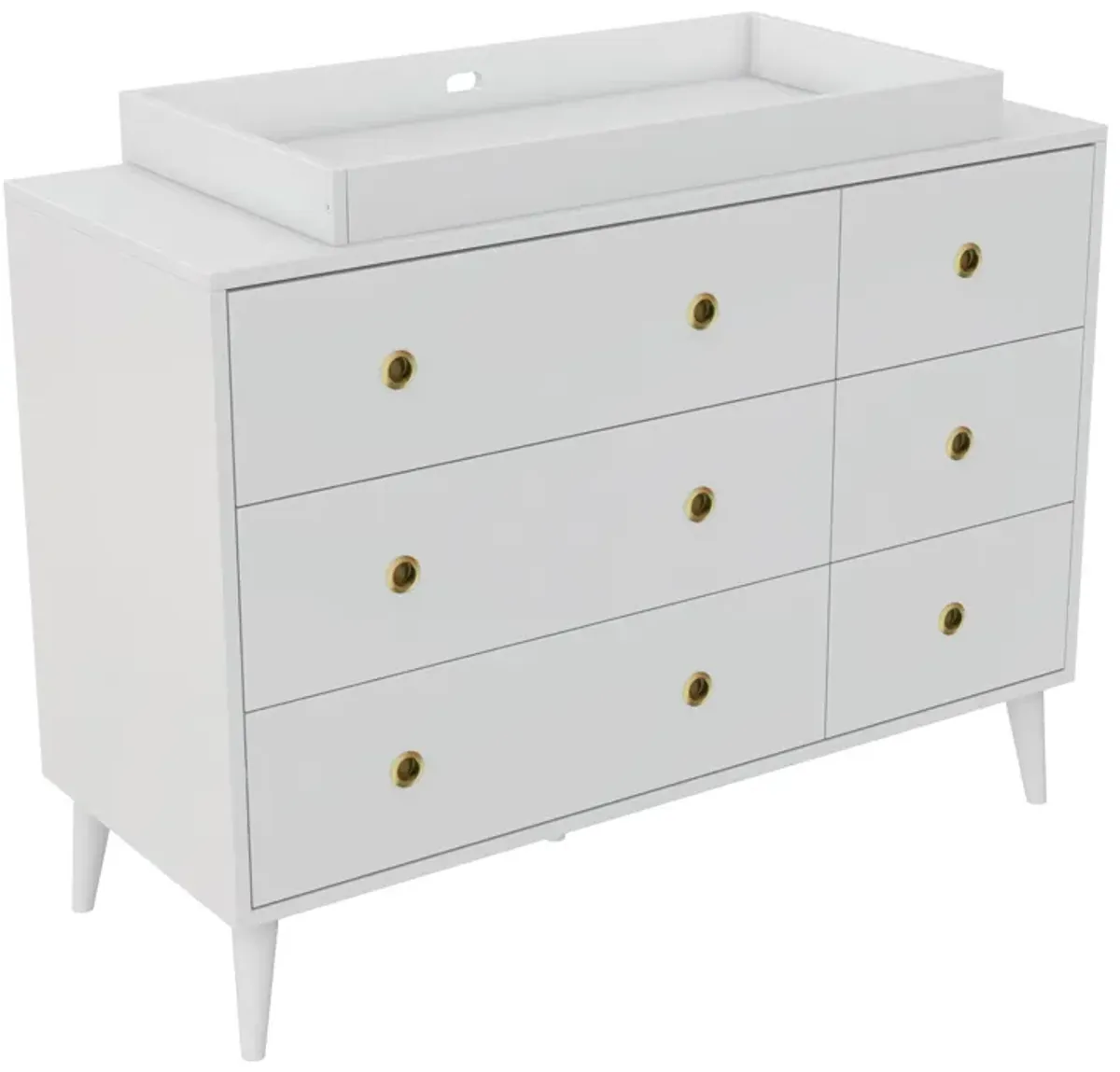 Novogratz Harper 6-Drawer Dresser with Round Gold Handles