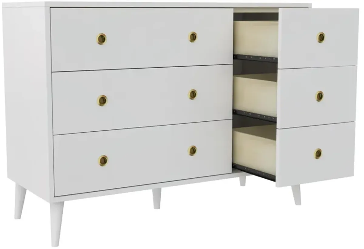 Novogratz Harper 6-Drawer Dresser with Round Gold Handles