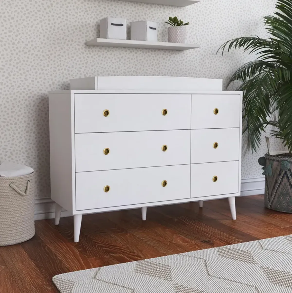 Novogratz Harper 6-Drawer Dresser with Round Gold Handles