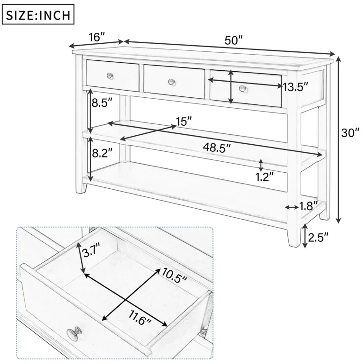 Merax Retro Design Console Table