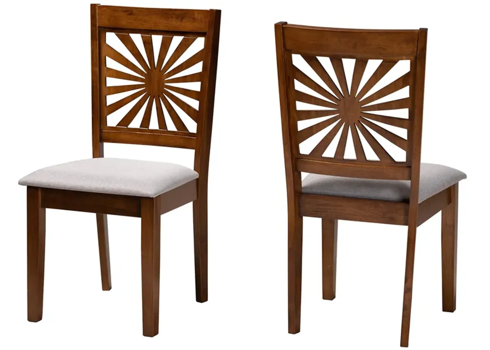 Baxton Studio Olympia Grey Fabric and Walnut Brown Finished Wood 2-Piece Dining Chair Set