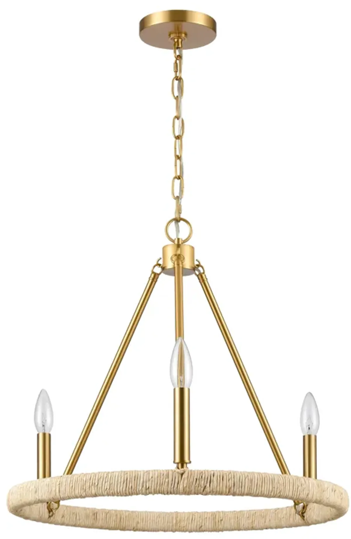 Abaca 20" Wide Brushed Gold 3-Lt Chandelier