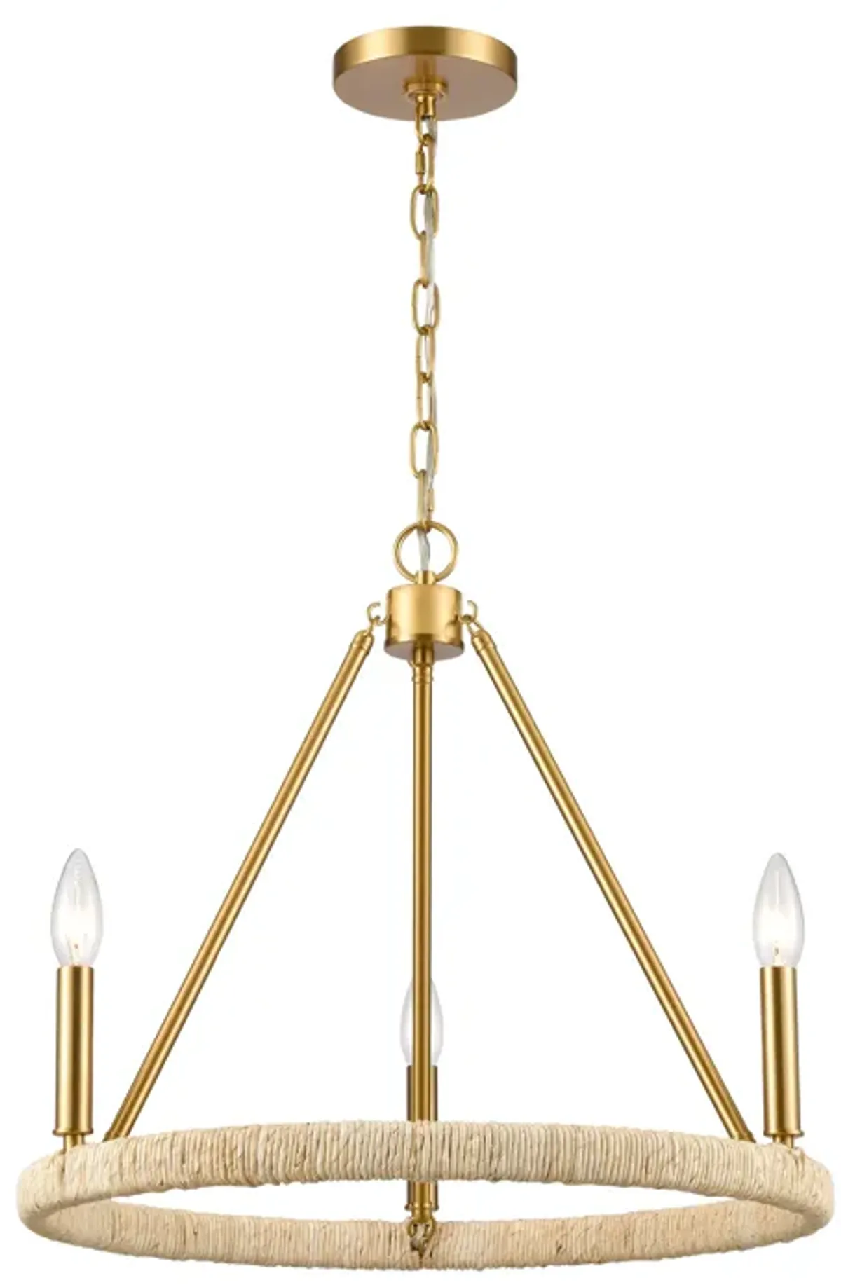 Abaca 20" Wide Brushed Gold 3-Lt Chandelier