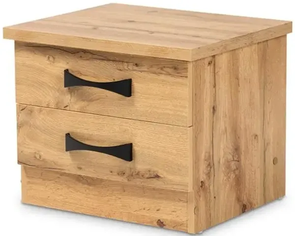 Colburn Modern and Contemporary Oak Brown Finished Wood 2-Drawer Nightstand